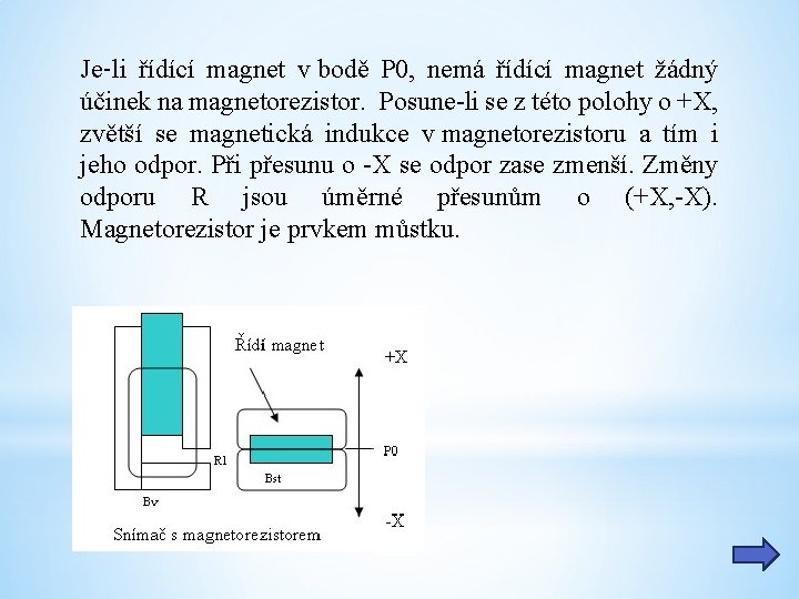 Je-li řídící magnet v bodě P 0, nemá řídící magnet žádný účinek na magnetorezistor.