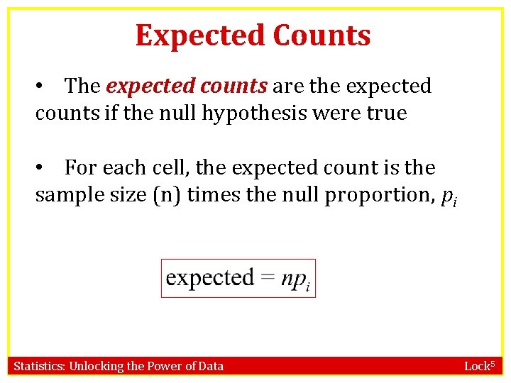 Expected Counts • The expected counts are the expected counts if the null hypothesis