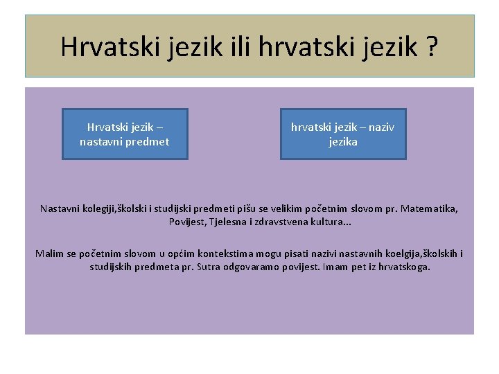 Hrvatski jezik ili hrvatski jezik ? Hrvatski jezik – nastavni predmet hrvatski jezik –