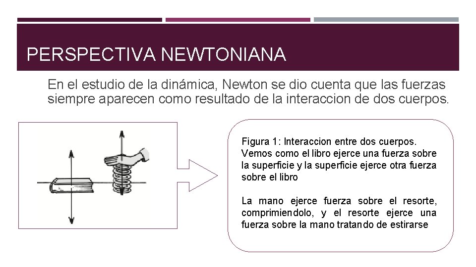 PERSPECTIVA NEWTONIANA En el estudio de la dinámica, Newton se dio cuenta que las