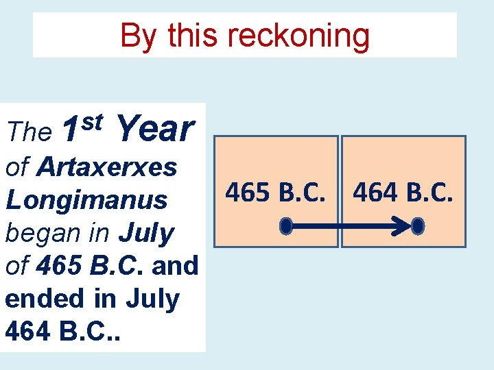 By this reckoning st The 1 Year of Artaxerxes 465 B. C. 464 B.