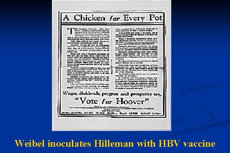 Weibel inoculates Hilleman with HBV vaccine 