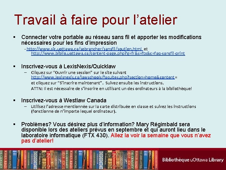 Travail à faire pour l’atelier § Connecter votre portable au réseau sans fil et