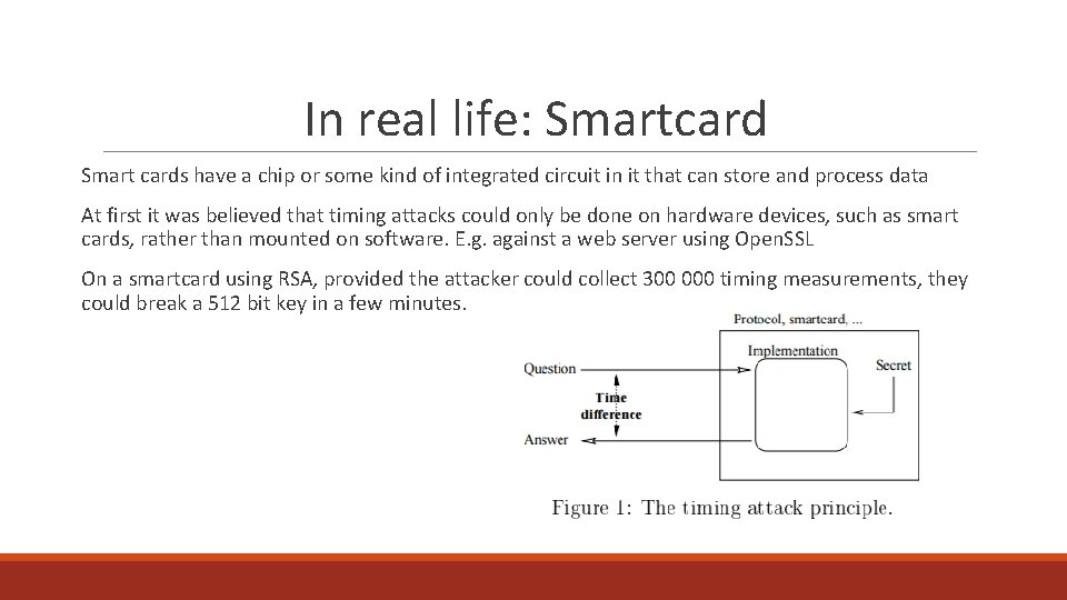 In real life: Smartcard Smart cards have a chip or some kind of integrated