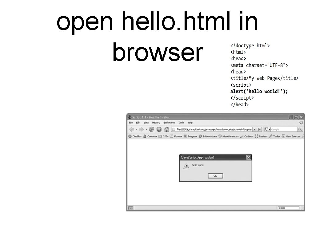 open hello. html in browser 