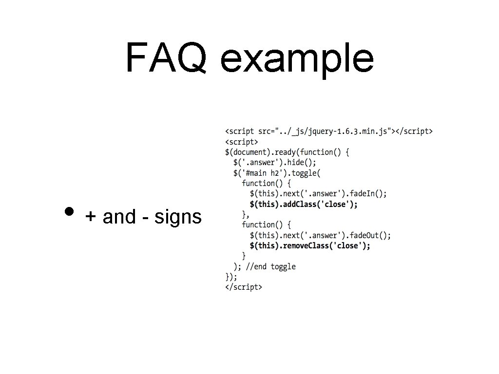 FAQ example • + and - signs 