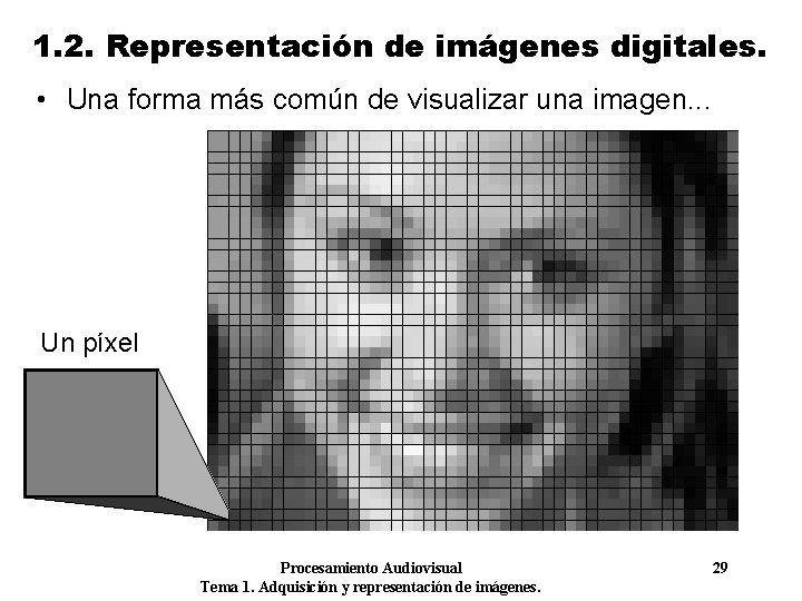 1. 2. Representación de imágenes digitales. • Una forma más común de visualizar una