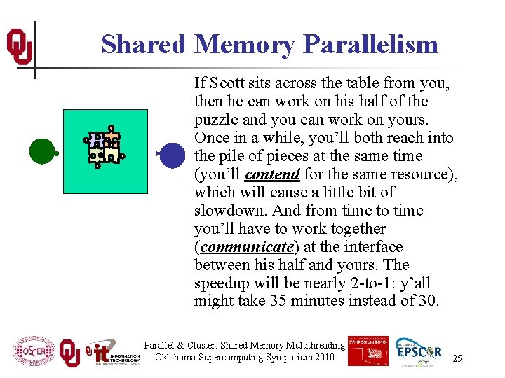 Shared Memory Parallelism If Scott sits across the table from you, then he can