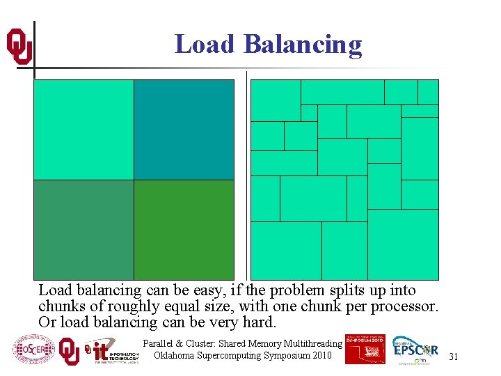 Load Balancing Load balancing can be easy, if the problem splits up into chunks