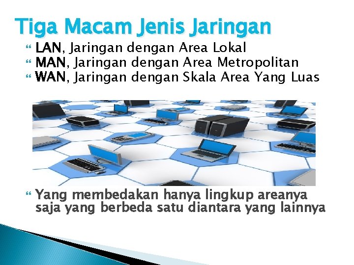 Tiga Macam Jenis Jaringan LAN, Jaringan dengan Area Lokal MAN, Jaringan dengan Area Metropolitan