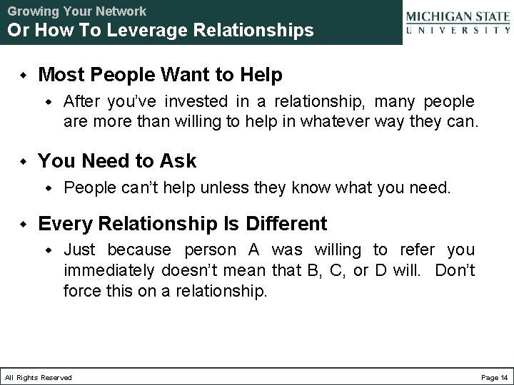 Growing Your Network Or How To Leverage Relationships w Most People Want to Help