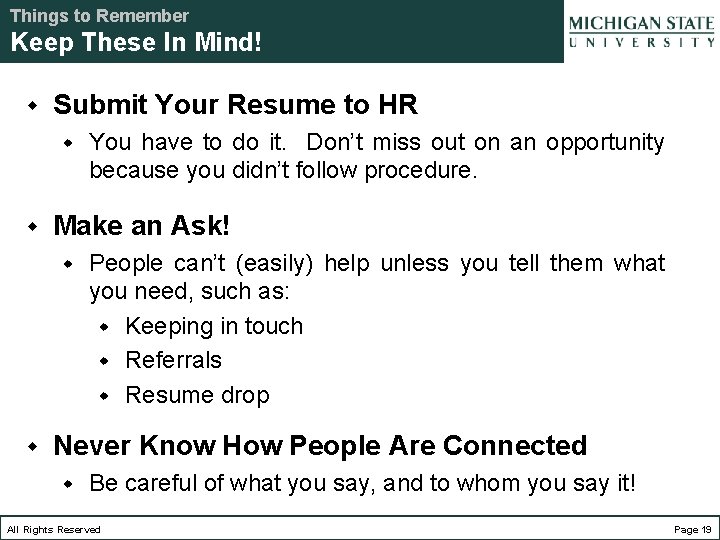 Things to Remember Keep These In Mind! w Submit Your Resume to HR w