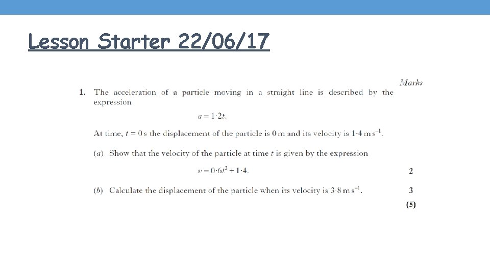 Lesson Starter 22/06/17 