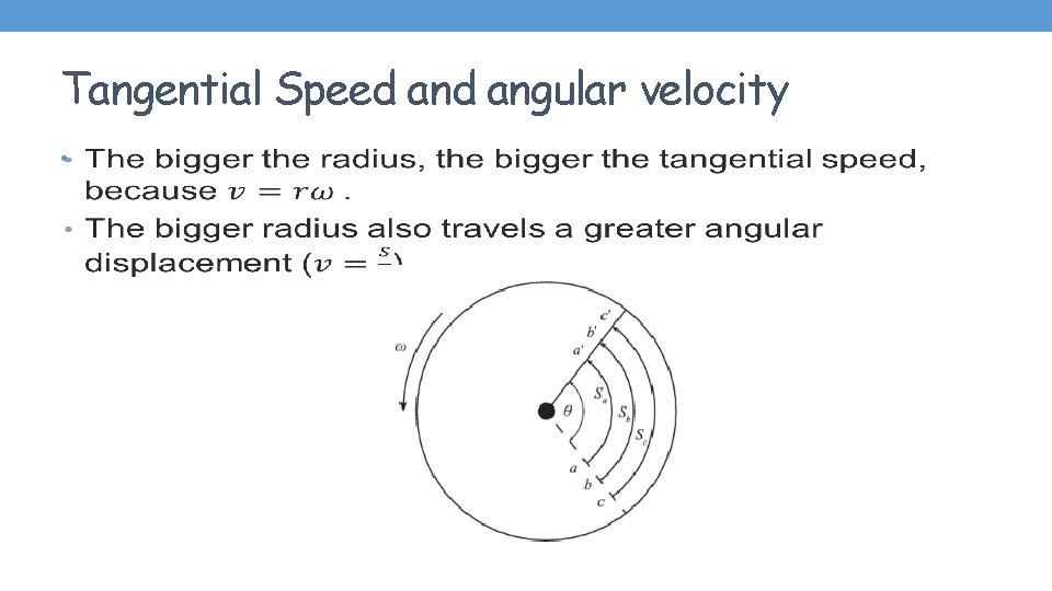 Tangential Speed angular velocity • 