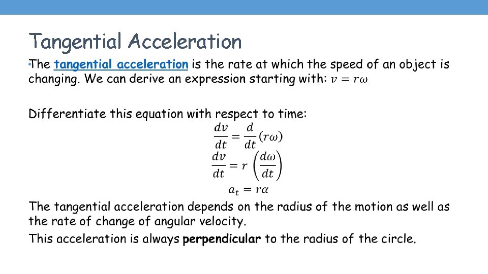 Tangential Acceleration • 