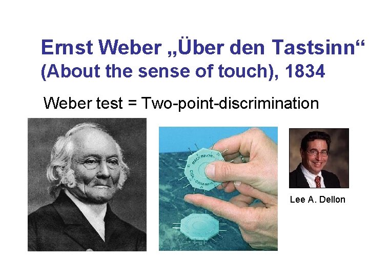 Ernst Weber „Über den Tastsinn“ (About the sense of touch), 1834 Weber test =