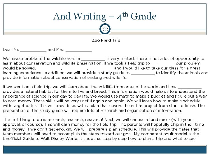 And Writing – 4 th Grade 53 