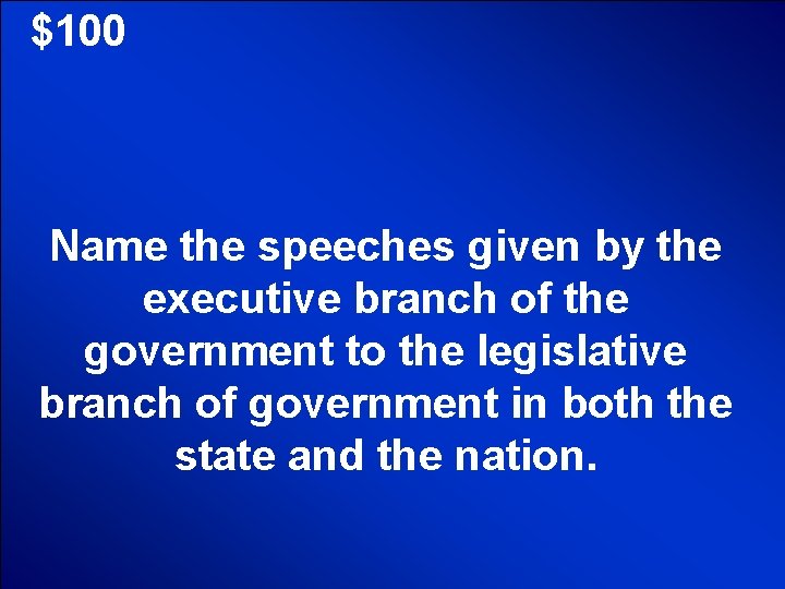 © Mark E. Damon - All Rights Reserved $100 Name the speeches given by © Mark E. Damon - All Rights Reserved $100 Name the speeches given by