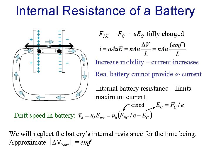 Internal Resistance of a Battery FNC = FC = e. EC fully charged Increase