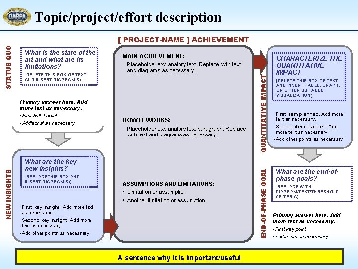 Topic/project/effort description (DELETE THIS BOX OF TEXT AND INSERT DIAGRAM(S) MAIN ACHIEVEMENT: Placeholder explanatory