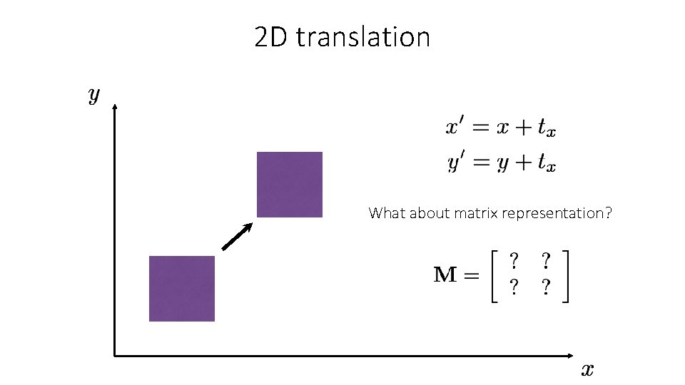 2 D translation What about matrix representation? 