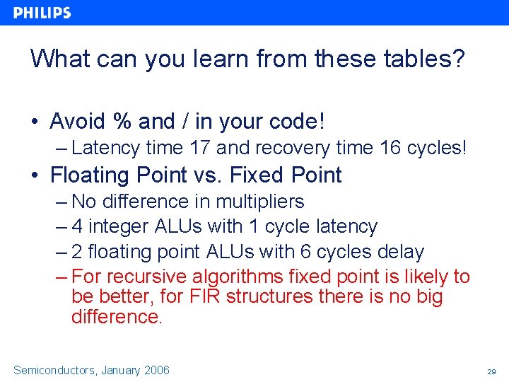 What can you learn from these tables? • Avoid % and / in your What can you learn from these tables? • Avoid % and / in your