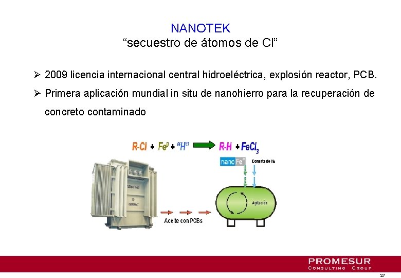 NANOTEK “secuestro de átomos de Cl” Ø 2009 licencia internacional central hidroeléctrica, explosión reactor,