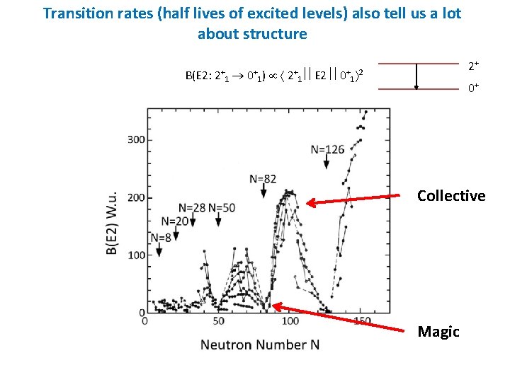 Transition rates (half lives of excited levels) also tell us a lot about structure