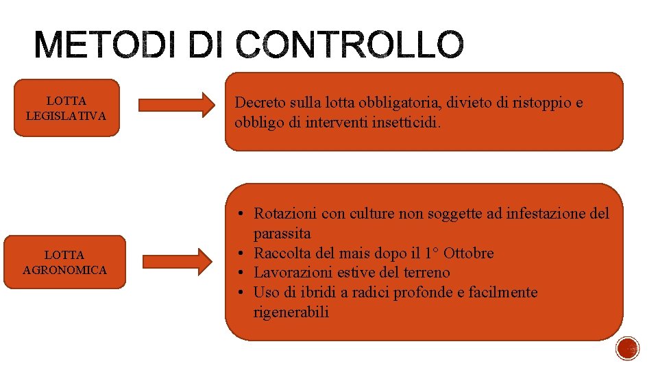 LOTTA LEGISLATIVA LOTTA AGRONOMICA Decreto sulla lotta obbligatoria, divieto di ristoppio e obbligo di