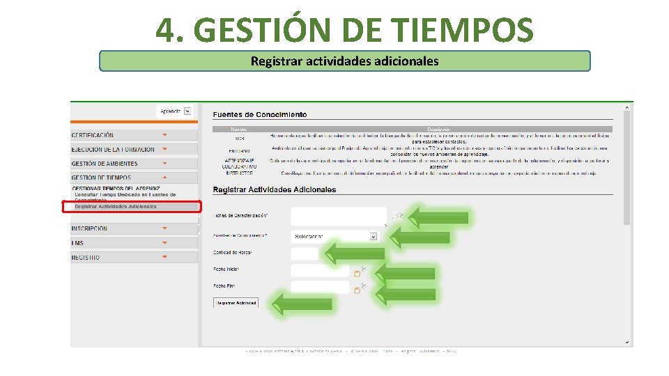 4. GESTIÓN DE TIEMPOS Registrar actividades adicionales 