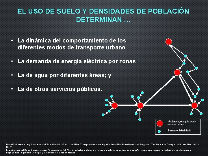 EL USO DE SUELO Y DENSIDADES DE POBLACIÓN DETERMINAN … • La dinámica del