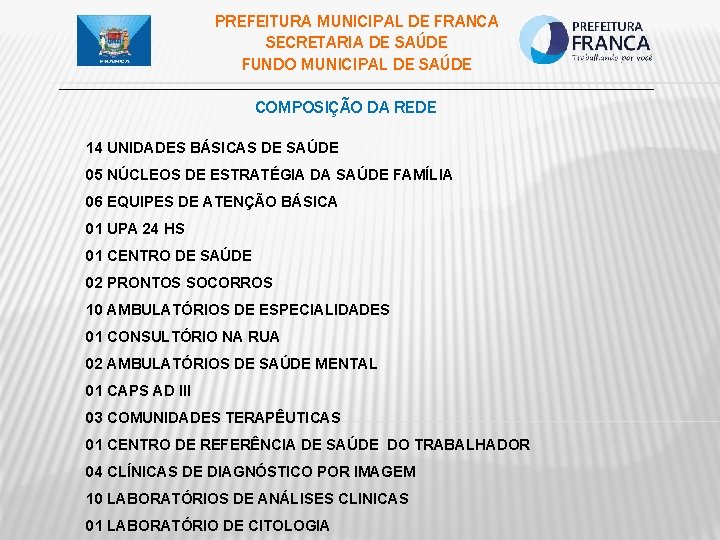 PREFEITURA MUNICIPAL DE FRANCA SECRETARIA DE SAÚDE FUNDO MUNICIPAL DE SAÚDE ___________________________________________ COMPOSIÇÃO DA