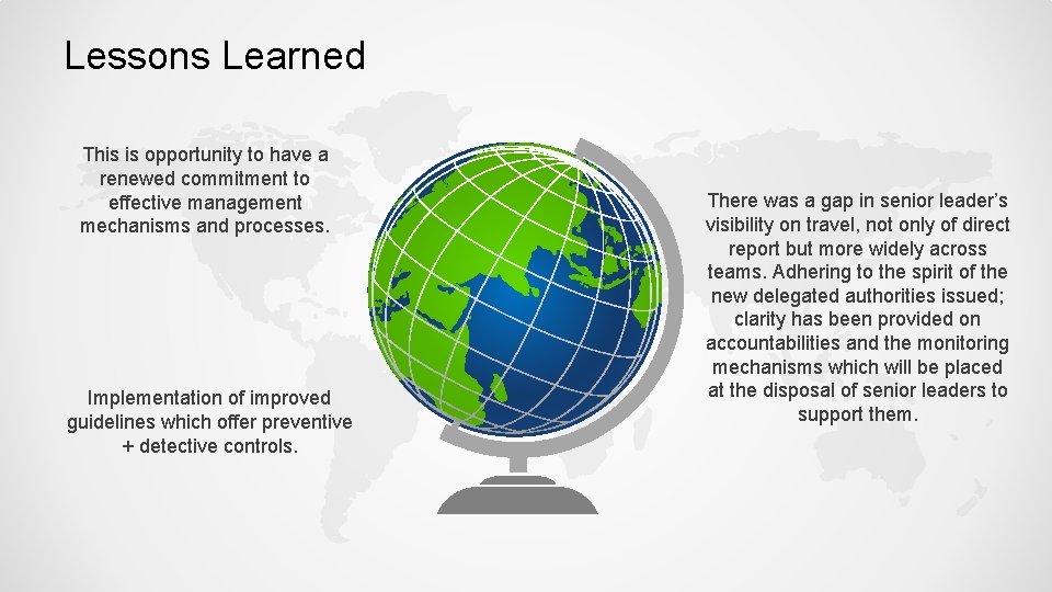 Lessons Learned This is opportunity to have a renewed commitment to effective management mechanisms