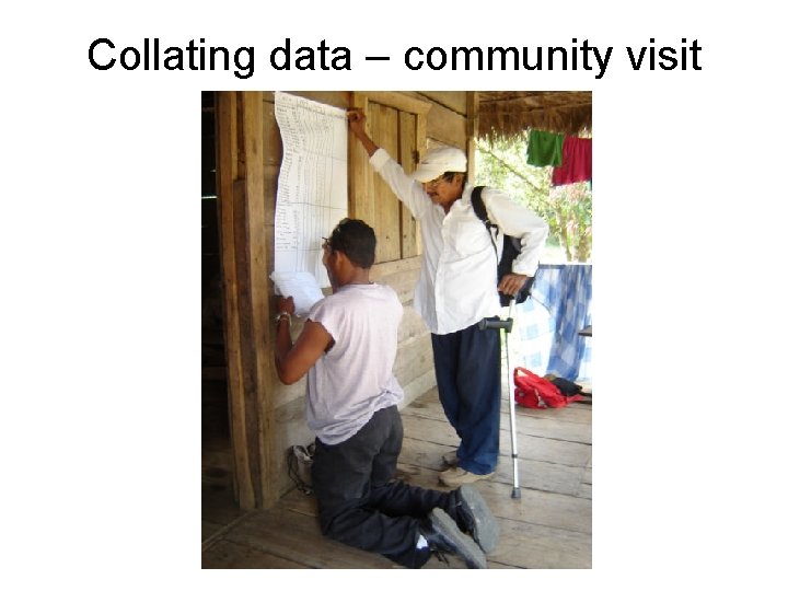 Collating data – community visit 