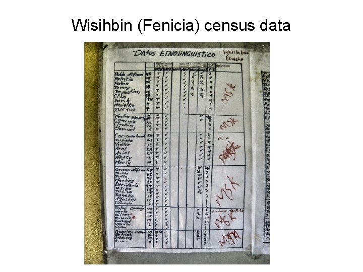 Wisihbin (Fenicia) census data 
