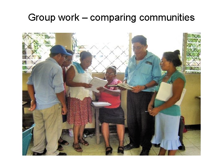 Group work – comparing communities 