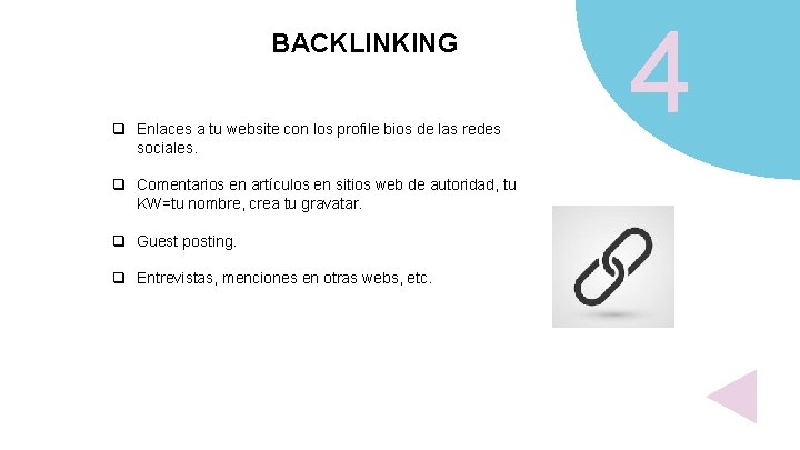 BACKLINKING q Enlaces a tu website con los profile bios de las redes sociales. BACKLINKING q Enlaces a tu website con los profile bios de las redes sociales.