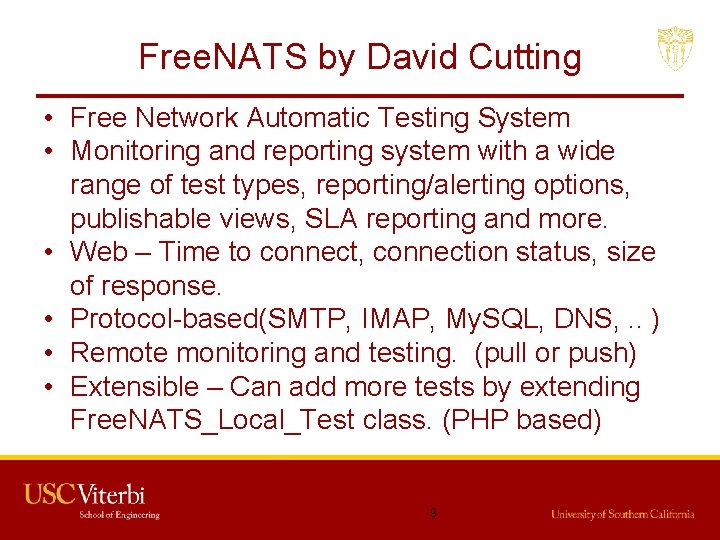 Free. NATS by David Cutting • Free Network Automatic Testing System • Monitoring and