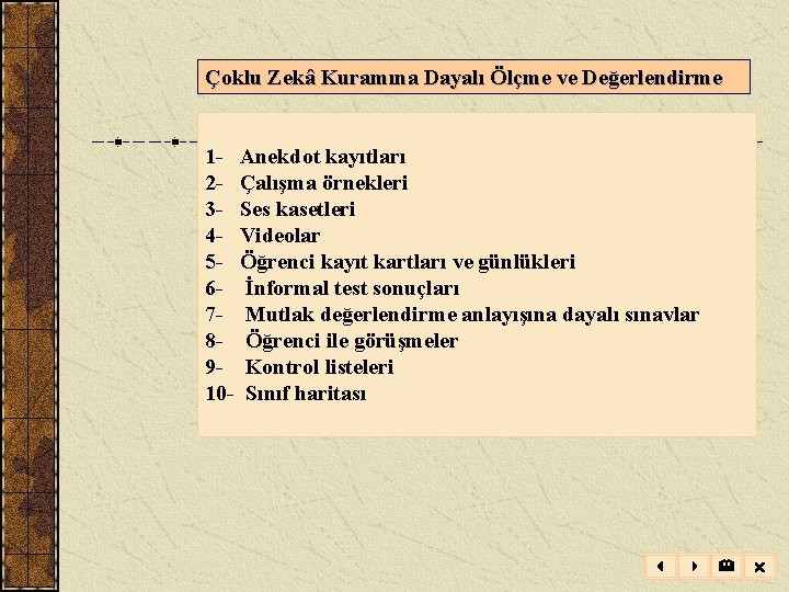 Çoklu Zekâ Kuramına Dayalı Ölçme ve Değerlendirme 1 - Anekdot kayıtları 2 - Çalışma Çoklu Zekâ Kuramına Dayalı Ölçme ve Değerlendirme 1 - Anekdot kayıtları 2 - Çalışma