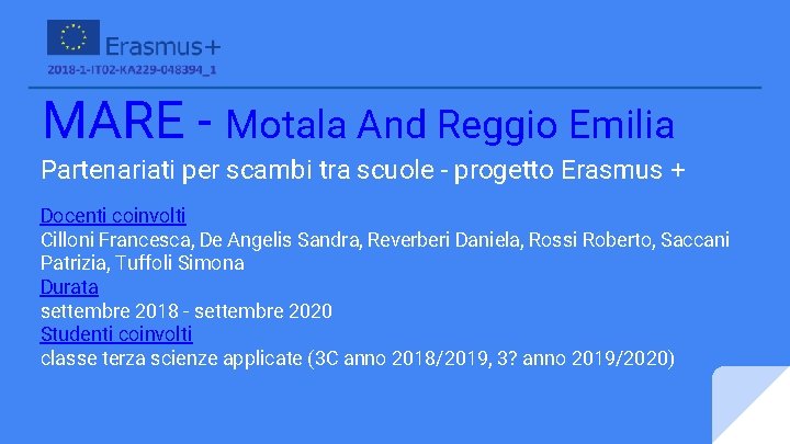 MARE - Motala And Reggio Emilia Partenariati per scambi tra scuole - progetto Erasmus