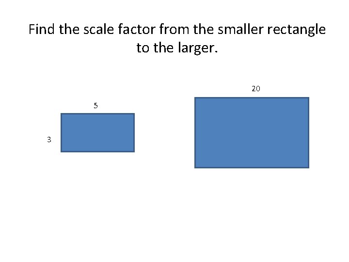Find the scale factor from the smaller rectangle to the larger. 20 5 3
