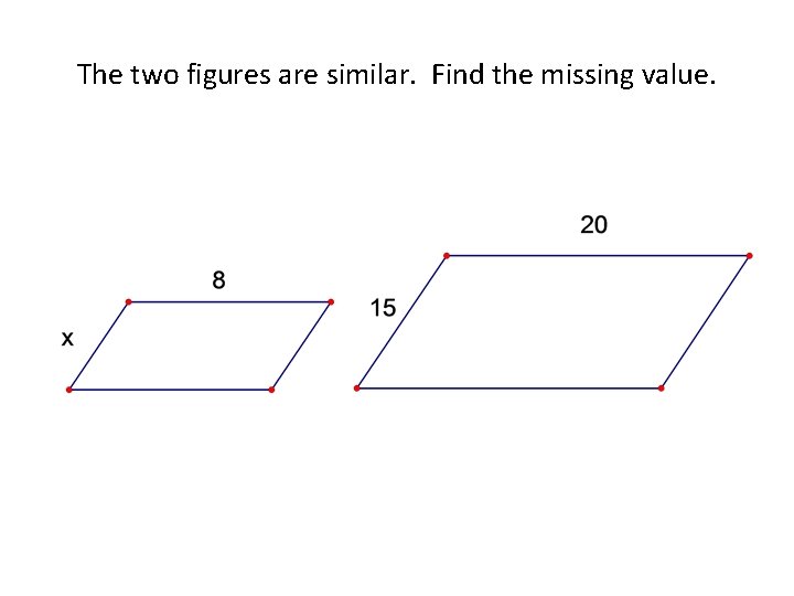 The two figures are similar. Find the missing value. 