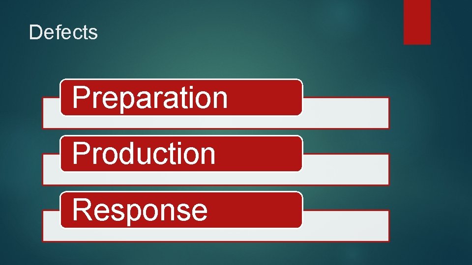 Defects Preparation Production Response Defects Preparation Production Response