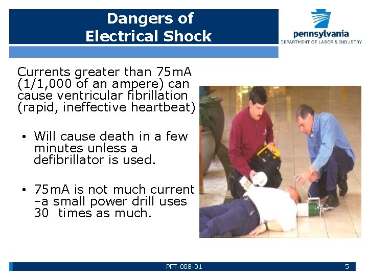 Dangers of Electrical Shock Currents greater than 75 m. A (1/1, 000 of an