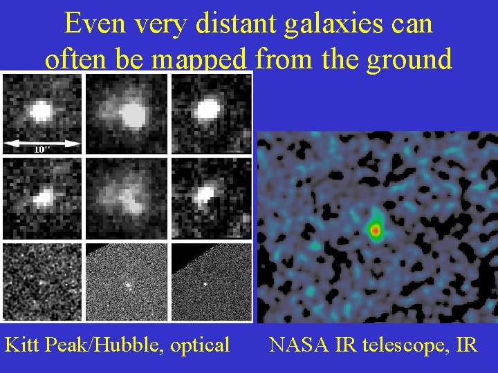 Even very distant galaxies can often be mapped from the ground Kitt Peak/Hubble, optical Even very distant galaxies can often be mapped from the ground Kitt Peak/Hubble, optical