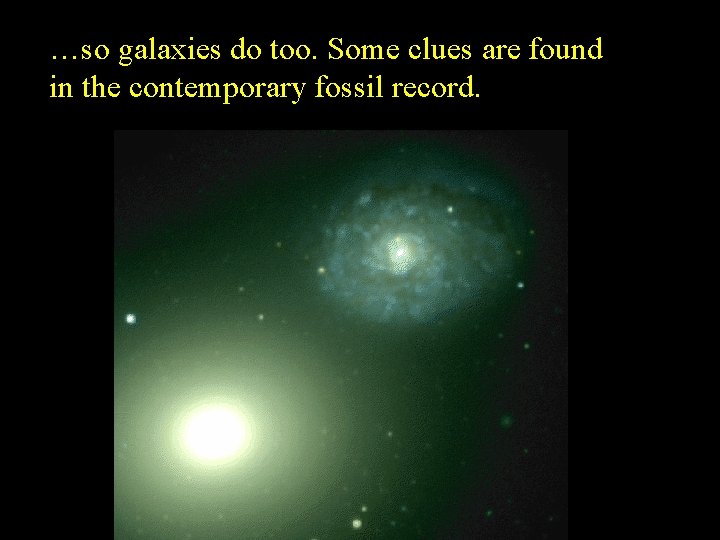 …so galaxies do too. Some clues are found in the contemporary fossil record. …so galaxies do too. Some clues are found in the contemporary fossil record.