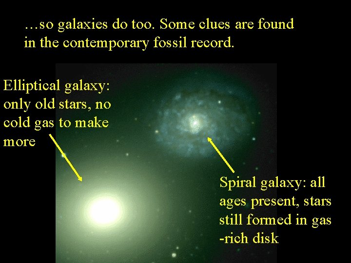 …so galaxies do too. Some clues are found in the contemporary fossil record. Elliptical …so galaxies do too. Some clues are found in the contemporary fossil record. Elliptical
