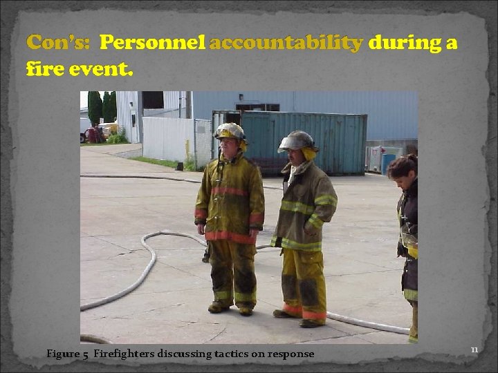 Figure 5 Firefighters discussing tactics on response 11 