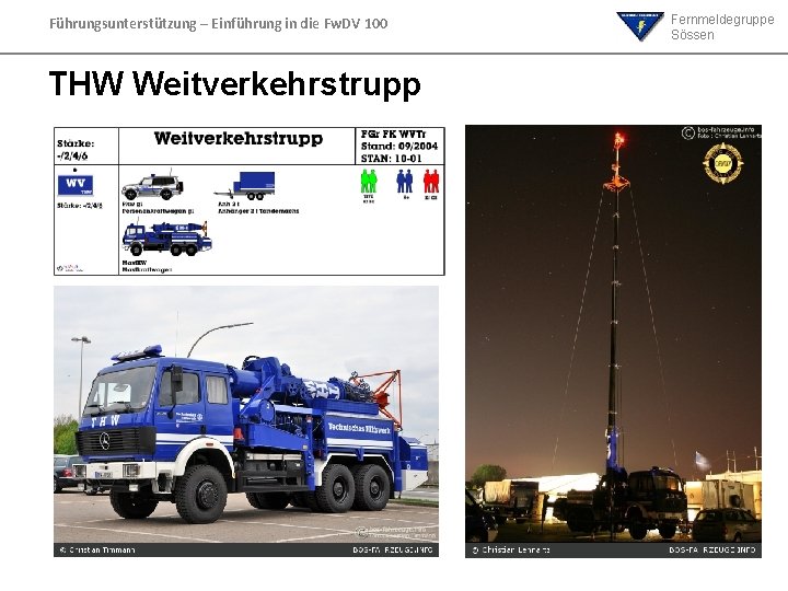 Führungsunterstützung – Einführung in die Fw. DV 100 THW Weitverkehrstrupp Fernmeldegruppe Sössen Führungsunterstützung – Einführung in die Fw. DV 100 THW Weitverkehrstrupp Fernmeldegruppe Sössen