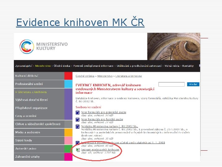 Evidence knihoven MK ČR 